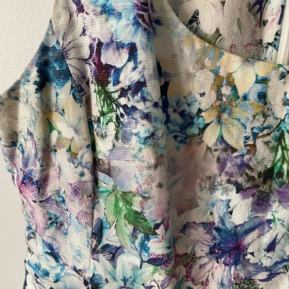 Ever New Melbourne Blue Watercolor Floral Fit & Flare Dress Sz 8 - Picture 3 of 9